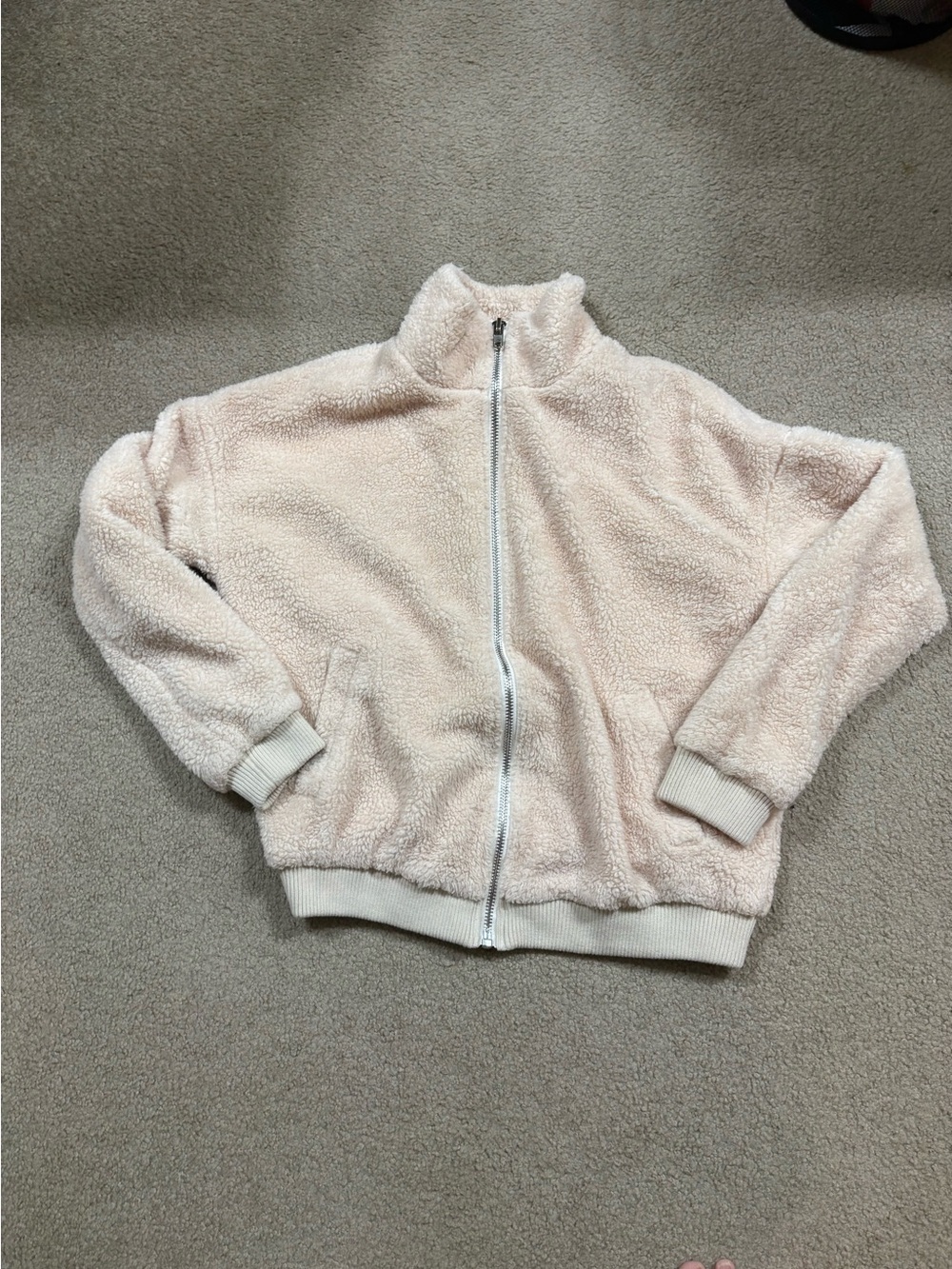 Honey Punch Cream Sherpa Zip-Up Puffer Jacket